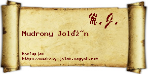 Mudrony Jolán névjegykártya