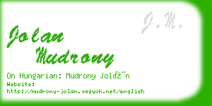 jolan mudrony business card